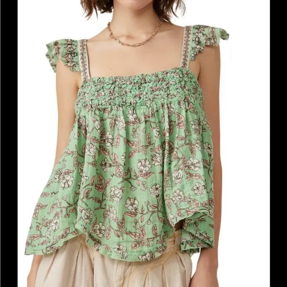 Free People Nala babydoll top green/pink